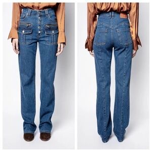 NWOT Zadig & Voltaire Eyes Blue Jeans Buttons Zippers Size 26